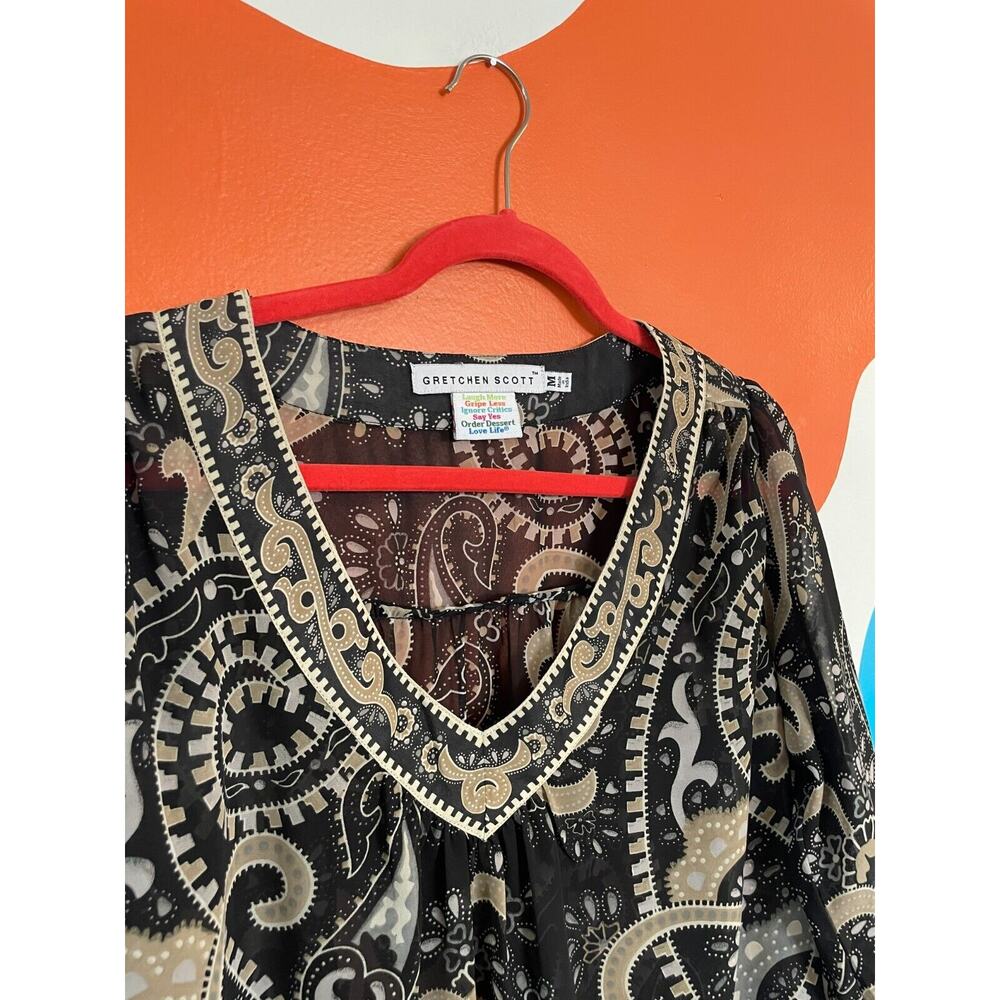 GRETCHEN SCOTT DESIGNS Women's Blouse Medium Boho Tunic Top Cover Up